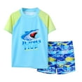 thumbnail image 1 of Zhuashum 7-8 Years Swimsuit Boy Two Piece With Dinosaur Pant Letter Print Long Sleeve Quck Dry V Proection Surf Rash Guard Swim Trunks Green, 1 of 9