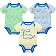 thumbnail image 1 of Zhuashum Baby Boy Onesies 0-3 Months 3Pc Short Sleeve Cartoon Print Romper Blend Bodysuits Soft And Comfy Adorable Playsuit Yellow, 1 of 7