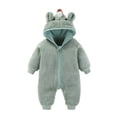 thumbnail image 1 of Zhuashum Baby Boy Onesies 0-3 Months Long Sleeve Unisex Baby Animal Winter Autumn Flannel Hooded Romper Jumpsuit Cute Boy Clothes Green, 1 of 4