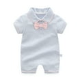 thumbnail image 1 of Zhuashum Baby Boy Onesies 3-6 Months Summer Solid Color Bow Short Sleeve Onesie Bodysuit Banquet Jumpsuit Comfortable Daily Wear B, 1 of 7