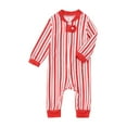 thumbnail image 1 of Zhuashum Baby Family Christmas Pajamas Matching Sets Xmas Family Outfit Pajamas Round Neck Stripe Print Home Clothes Long Sleeve Romper Comfortable Nightwear Xmas Gift, 1 of 7