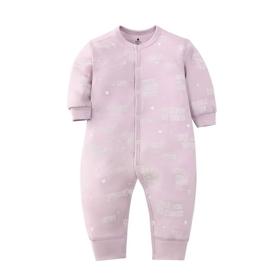 Zhuashum Baby Girl Onesies 6-12 Months Cartoon Prints Jumpsuit Basic Round Neck Long Sleeve Romper Vacation Adorable Girls Outfit Pink