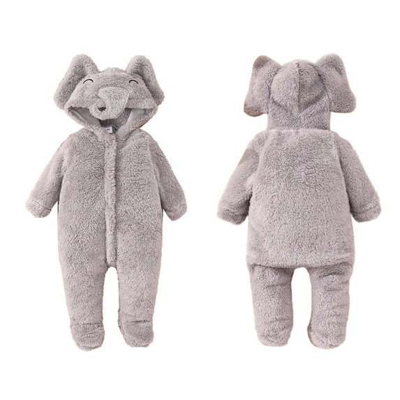 Zhuashum Baby Romper For Boys Girls Toddler Long Sleeve Cartoon Cartoon Prints Rompers Warm Jumpsuits Fall Winter Clothes Lovely Clothes 12-18 Months Grey
