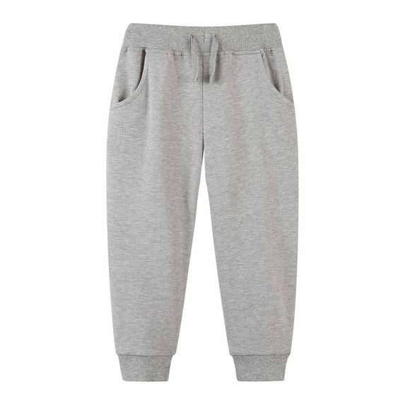 Zhuashum Baseball Pants Youth Boys 4-5 Years Kids' Solid Color Tracksuit Pants With Bunched Feet Mid Sized Hoodie Pants Relax Fit Daily Wear Grey