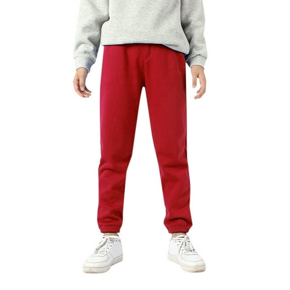 Zhuashum Baseball Pants Youth Boys 8-9 Years Active Pants Jogger Summer Slim Leg Sweatpants With Pockets Kids Trousers Solid Color Pants Light Weight Playsuit Red