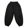 thumbnail image 1 of Zhuashum Baseball Pants Youth Boys 8-9 Years Kids Summer Wide Leg Cargo Pants Solid Color Loose Sweatpants Trousers For Sports Activewear Light Weight Daily Wear Black, 1 of 6
