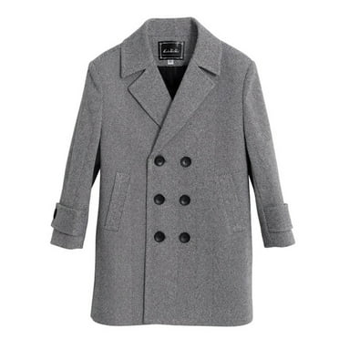 Zhuashum Boys Coat Toddler Children Long Sleeve Spring Plaid Cotton Thickened Coat Elegant Notched Double Jacket Coat Grey Cute Outdoors Tops 2-3 Years