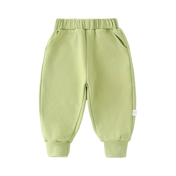 Zhuashum Boys Pants 12-18 Months Solid Color Wide Leg High Waist Loose Fit Everyday Wear Demin Pants Classic Trousers Green