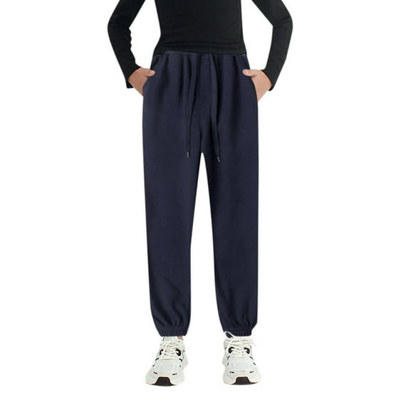 Zhuashum Boys Pants High Waist Slim Leg Active Jogger Sweatpants With Pockets Warm Kids Trousers Casual Solid Color Pants Relax Fit Home Wear Bu2 4-5 Years