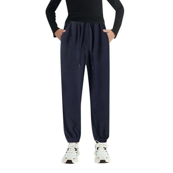 Zhuashum Boys Sweatpants 8-9 Years Summer Slim Leg Active Jogger Sweatpants With Pockets Warm Kids Trousers Solid Color Pants Cute Daily Wear Bu2