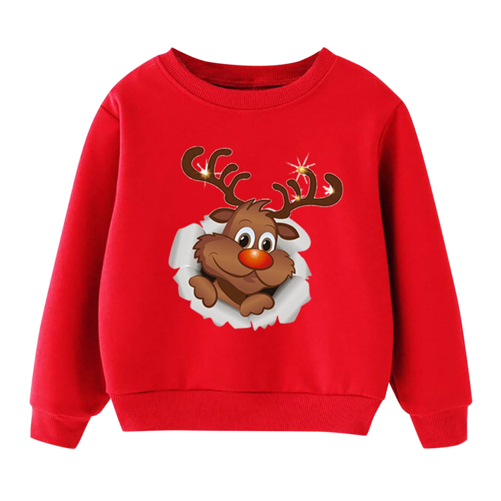Boys' Long Sleeve Pullover Sweatshirt - Cute Cartoon Graphic Crewneck, Soft Cotton French Terry, Christmas Or Everyday Kids Sweater (Sizes 2T-7T)