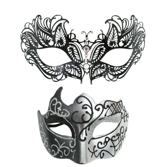 Zhuashum Carnival Mask Couple Face Metal Face Mask Dance Wedding Party Face Sl8 Classic Accessory