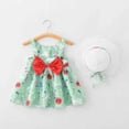 thumbnail image 1 of Zhuashum Casual Dresses For Girls 4-5 Years Round Neck Tutu Dress Summer Sleeveless Backless Birthday Party Flower Bow Sundress With Straw Hat Set Fashion Playsuit Light Green, 1 of 8