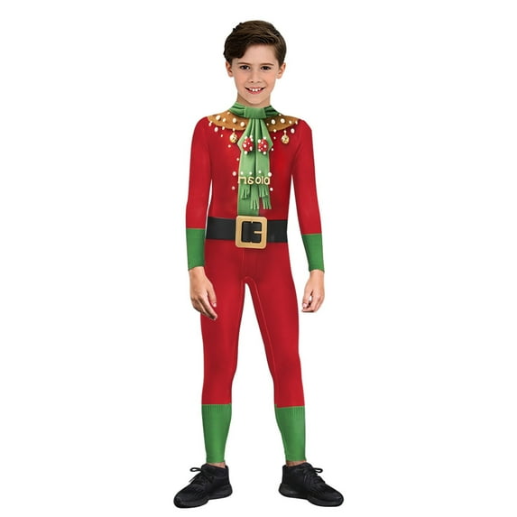 Zhuashum Christmas Outfits M Long Sleeve New Christmas Stripe Cartoon Printed Roundn Neck Clothing Slim Leg Tights And Bodysuits Adorable Clothes Watermelon Red