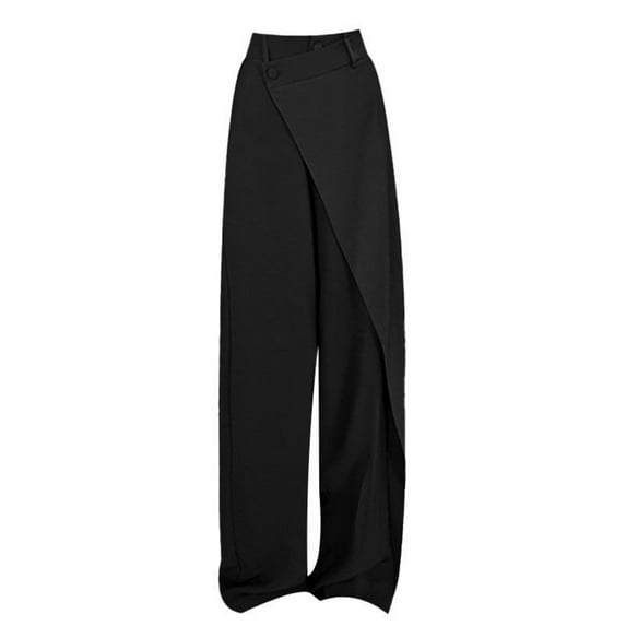 Zhuashum Christmas Sweat Pants For Womenssolid Color Commuting Suit Pants Irregular Splicing Straight Leg Pants Loose Street Trousers Slacks Lightweight Wear Black M