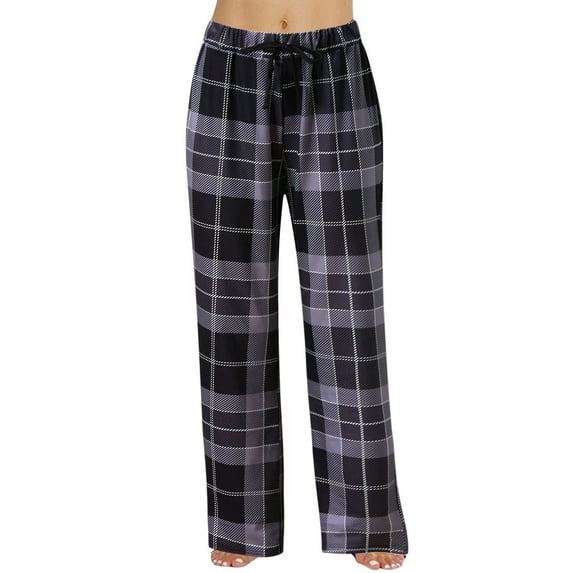 Zhuashum Christmas Sweat Pants For Womenssolid Color High Elastic Weight Jogger Trousers Pj Bottom Plaid Prints Pajamas Trousers Lightweight Clothes Black S