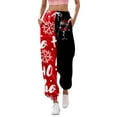 thumbnail image 1 of Zhuashum Christmas Sweat Pants For Womenscolor Match Cartoon Print Bottom Sweatpants High Waist Sporty Gym Athletic Fit Jogger Trousers With Pockets Lightweight Gift Black Xl, 1 of 4