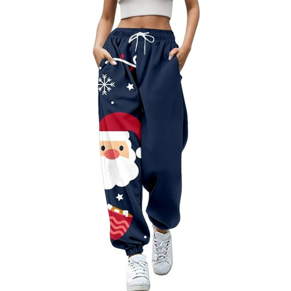 Zhuashum Christmas Sweatpants Women Straight Leg Jogger Trousers Xmas Tree Print Bottom Sweatpants Pockets High Waist Sporty Gym Athletic Fit Jogger Pants Fashion Clothes Black 2Xl