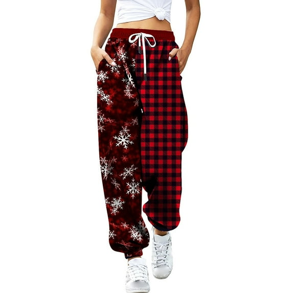 Zhuashum Christmas Work Pants Womenladies Color Xmas Floral Prints Slacks With Pocket Bouquet Foot Jogger Trousers Drawstring Waist Sweatpants Fashion Clothes Xl
