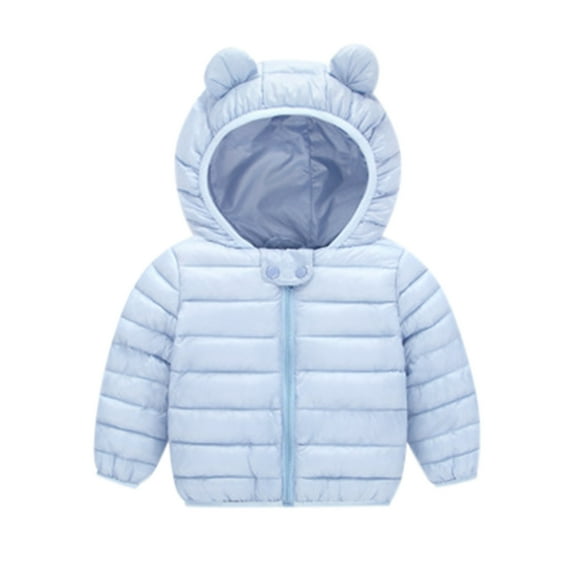 Zhuashum Coats For Boys Girls Winter Toddler Baby Grils Hooded Outdoor Jacket Thick Warm Windproof Coat Warm Trench Outwear 3-4 Years Light Blue