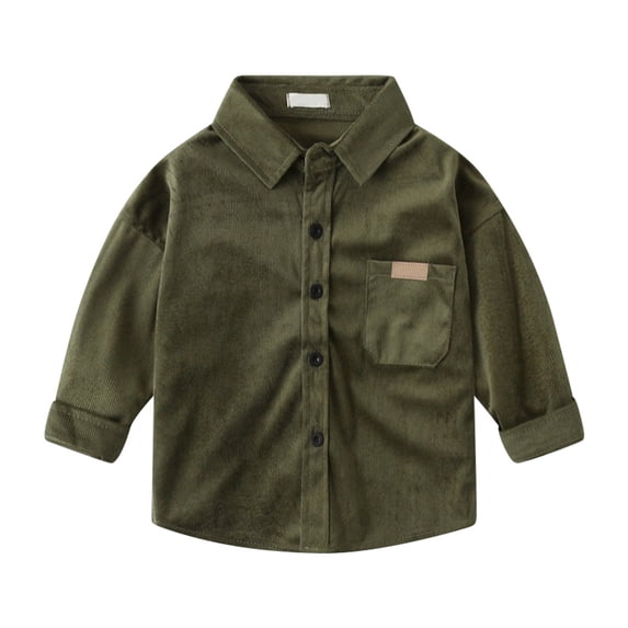 Zhuashum Coats For Boys Kids Children Toddler Baby Long Sleeve Gentleman Solid Color Shirt Blouse Tops Outfits Durable Clothes Green 4-5 Years
