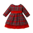 thumbnail image 1 of Zhuashum Dress For Girls 18-24 Months Toddler Baby Kids Christmas Red Plaid Long Sleeves Dress Round Neck Xmas Dresses Retro Clothes Red, 1 of 9