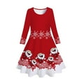 thumbnail image 1 of Zhuashum Dress For Girls 8-9 Years Kids Toddler Christmas Trees Deer Print Christmas Long Sleeve Party Dress Classic Wear Red, 1 of 3