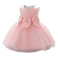 thumbnail image 1 of Zhuashum Dresses For Girls Sleeveless Round Neck Sundress Solid Color Leisure Floral Dresses Cute Simple Style Holiday Clothing Pink 6-12 Months, 1 of 4