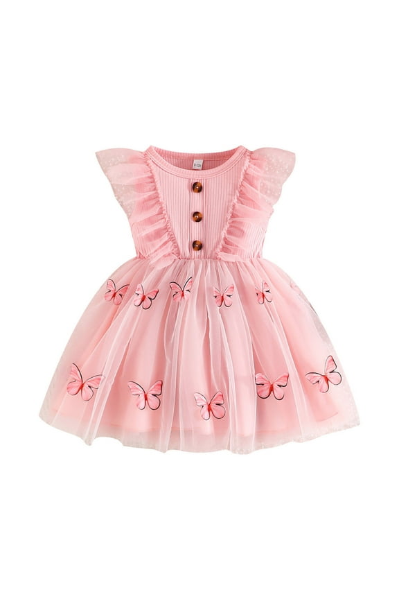 Easter Dresses For Baby Girls 6-12 Months Sleeveless Ribbed Bowknot Princess Dress Relax Fit Outfits Pink