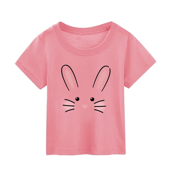 Zhuashum Easter T Shirts For Girls 2-3 Years Summer Children's Cartoon Bunny Print Short Sleeved T Shirt Round neck Tops Adorable girl clothes Pink