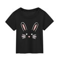 thumbnail image 1 of Zhuashum Easter T Shirts For Girls 5-6 Years Summer Children's Cartoon Bunny Print Short Sleeved T Shirt Round neck Tops Casual playsuit Black, 1 of 3