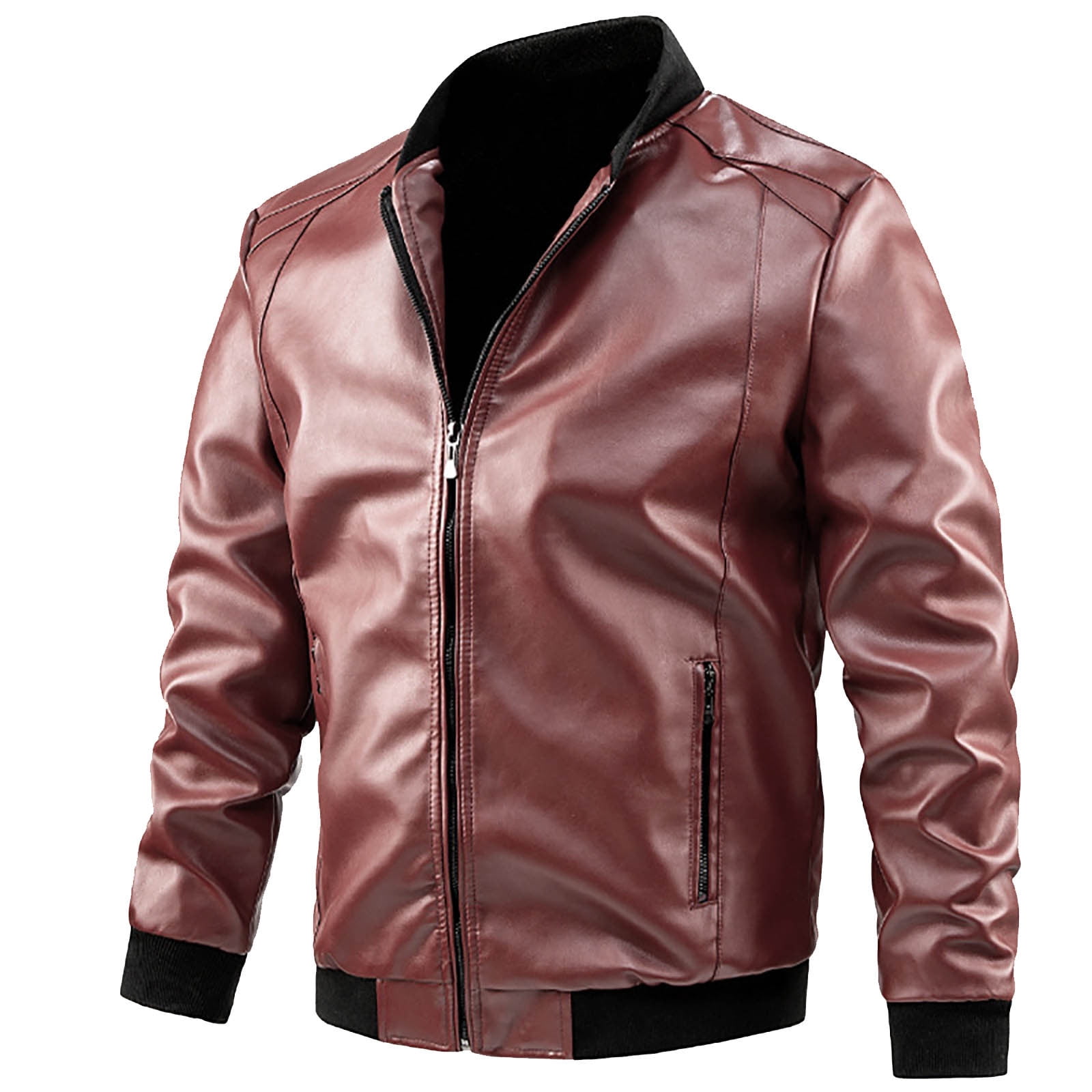 Zhuashum Winter Jackets For Men Motorcycle Leather Fashion Leather
