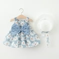 thumbnail image 1 of Zhuashum Flower Girl Dress 18-24 Months Summer Sleeveless Floral Prints Round Neck Princess Dress Hat Outfits Fashion Playsuit Light Blue, 1 of 4