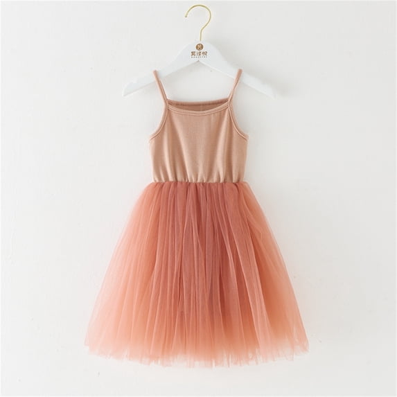 Zhuashum Flower Girl Dress 5-6 Years Spring Round Neck Cartoon Prints Dresses Leisure Long Sleeve Sundress Basic Daily Wears Pink