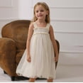 thumbnail image 1 of Zhuashum Flower Girl Dresses For Wedding 2-3 Years Soft Dress Summer Round Neck Solid Color Floral Graphic Sundress Sleeveless Simple Style Girl Clothes Beige, 1 of 6