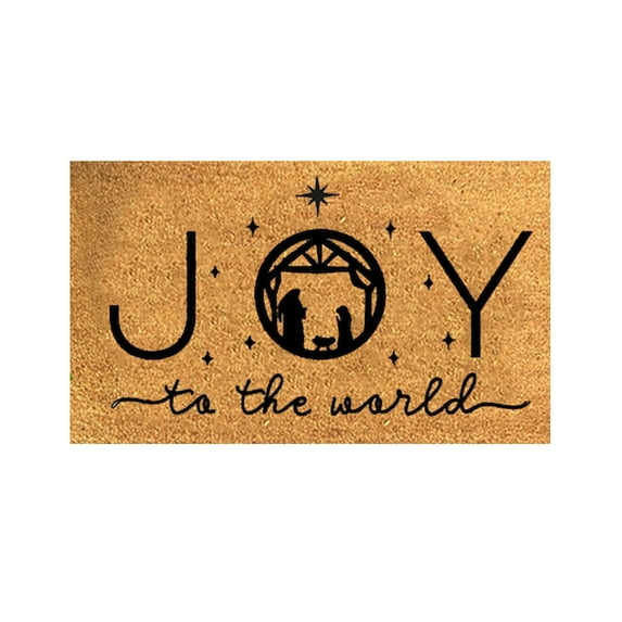 Zhuashum Front Door Mat Christmas Non Rugs Entrance Front Door Outdoor Porch Mats Xmas Solid Color Letter Prints Floor Mat Outside Entry Decor 31.5*19.6 Inch Khaki
