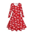thumbnail image 1 of Zhuashum Girl Dress 8-9 Years Kids Toddler Christmas Trees Deer Print Christmas Long Sleeve Party Dress Lovely Wear White, 1 of 3