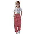 thumbnail image 1 of Zhuashum Girl Pants 7-8 Years Spring Summer Solid Color Drawstring Sweatpants Straight Leg Leisure Pants With Pocket Fahion Girl Clothes Rd2, 1 of 7