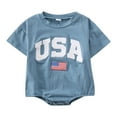 thumbnail image 1 of Zhuashum Girls Bodysuit 12-18 Months 4Th Of July Short Sleeve Round Neck Independence Day 4Th Of July Romper Bodysuits Cartoon Pattern Fashion Clothes Blue, 1 of 6