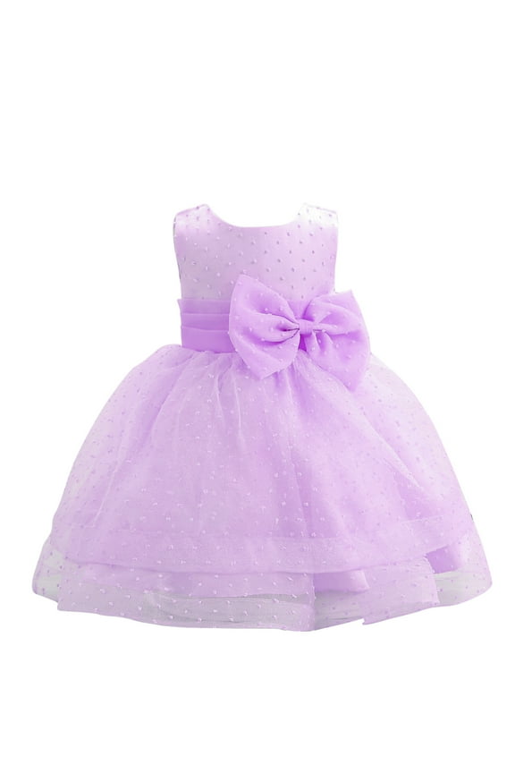 Girls Dress 0-6 Months Crewneck Dresses Spring Summer Sleeveless Solid Color Sundress Lovely Casual Daily Wears