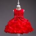 thumbnail image 1 of Zhuashum Girls Dress 2-3 Years Solid Color Round Neck Dresses Retro Long Sleeve Sundress Spring Casual Girl Clothes Red, 1 of 4