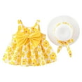 thumbnail image 1 of Zhuashum Girls Dress Round Neck Flower Prints Sleeveless Sundress Summer Backless Flower Girl Dress Classic Daily Wear 12-18 Months Yellow, 1 of 6
