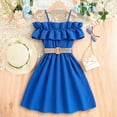 thumbnail image 1 of Zhuashum Girls' Dresses 8-9 Years Lightweight Dress Round Neck Solid Color Sundress Sleeveless Spring Basic Daily Wears Blue, 1 of 4