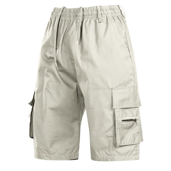Zhuashum Golf Shorts Men Hiking Cargo Shorts Stretch Outdoor Shorts Lightweight Camping Shorts With 6 Pockets Beige Athletic Workout Gym Pants M