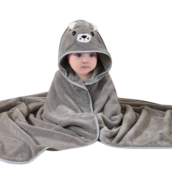 Zhuashum Hooded Bath Towel For Baby Boys Girls Cartoon Bathrobe Coral Towel Shower Warm Weardark Gray
