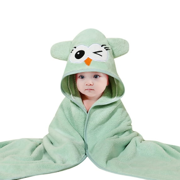 Zhuashum Hooded Bath Towel For Baby Boys Girls Recieve Blanket Cartoon Bathrobe Coral Fleece Towel Newborn Shower Skin-Friendly Wearlight Green