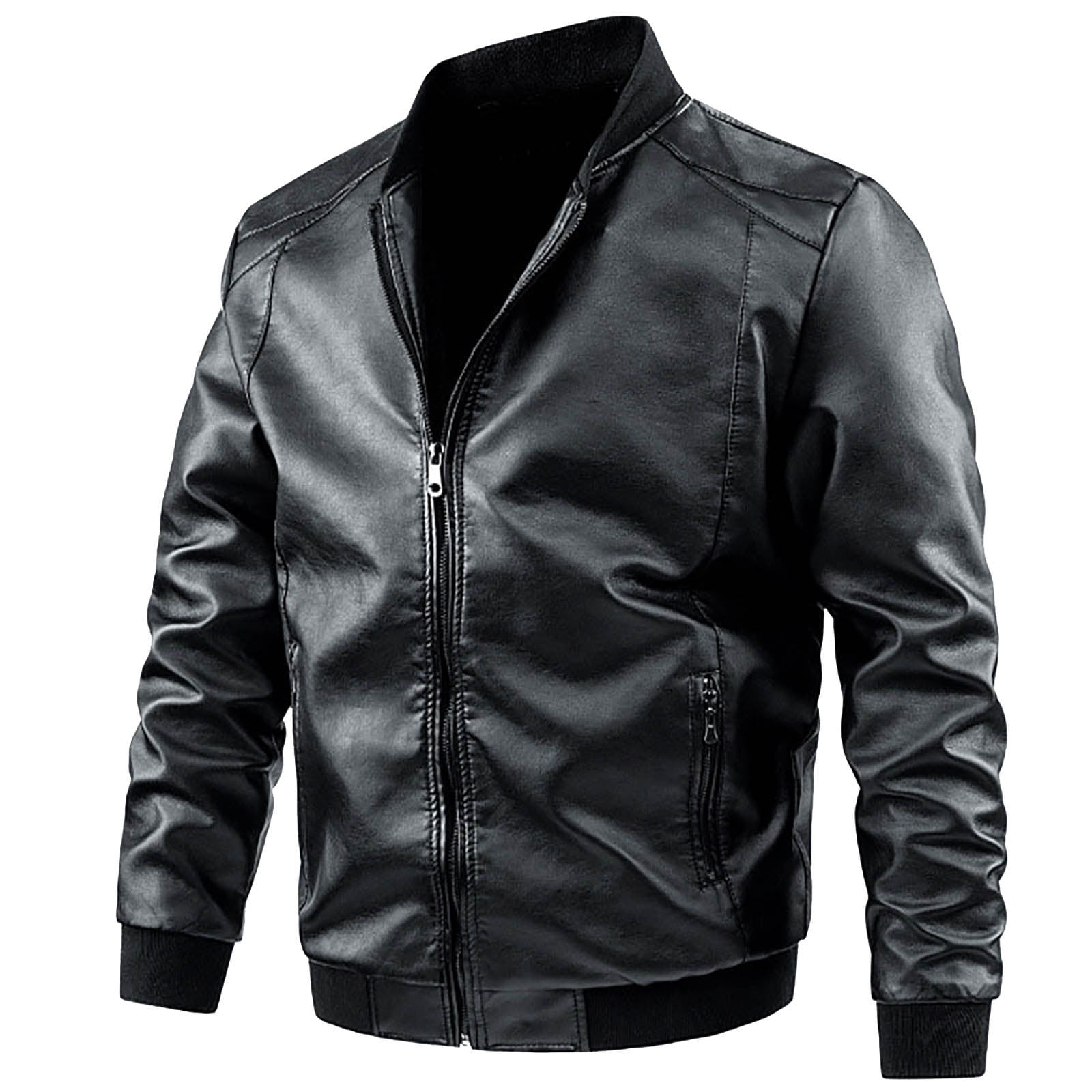 Zhuashum Jackets For Men Motorcycle Leather Fashion Leather Jacket