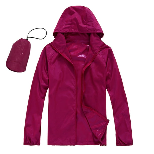 Zhuashum Jackets For Women Fall Ladies Four Seasons Solid Color Packable Rain Jacket Lightweight Windproof Raincoat With Hood Outdoor Rain Gear Travel