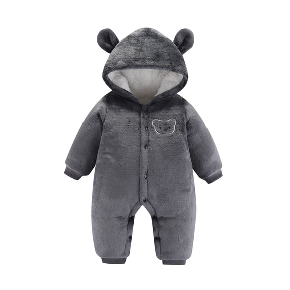 Zhuashum Jumpsuit For Boys Girls Unisex Baby Boys Girls Bear Ear Hooded Jumpsuit Clothes Winter Coats Outerwear Cute Jumpsuit Snowsuit Bodysuits Trend Wear 3-6 Months Grey