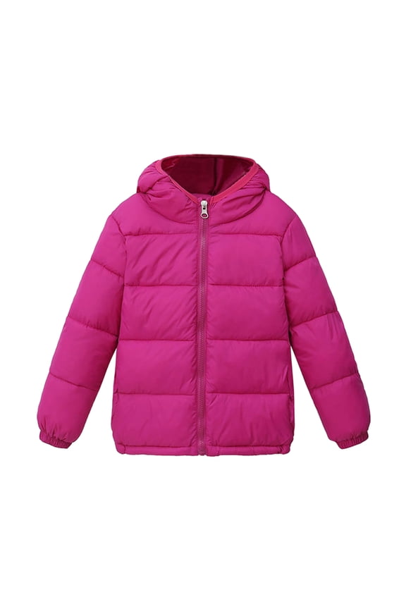 Kid Coats For Boys Toddler Kids Winter Warm Outerwear Solid Color Coats Hooded Down Fill Outwear Trend Wear Hot Pink 4-5 Years